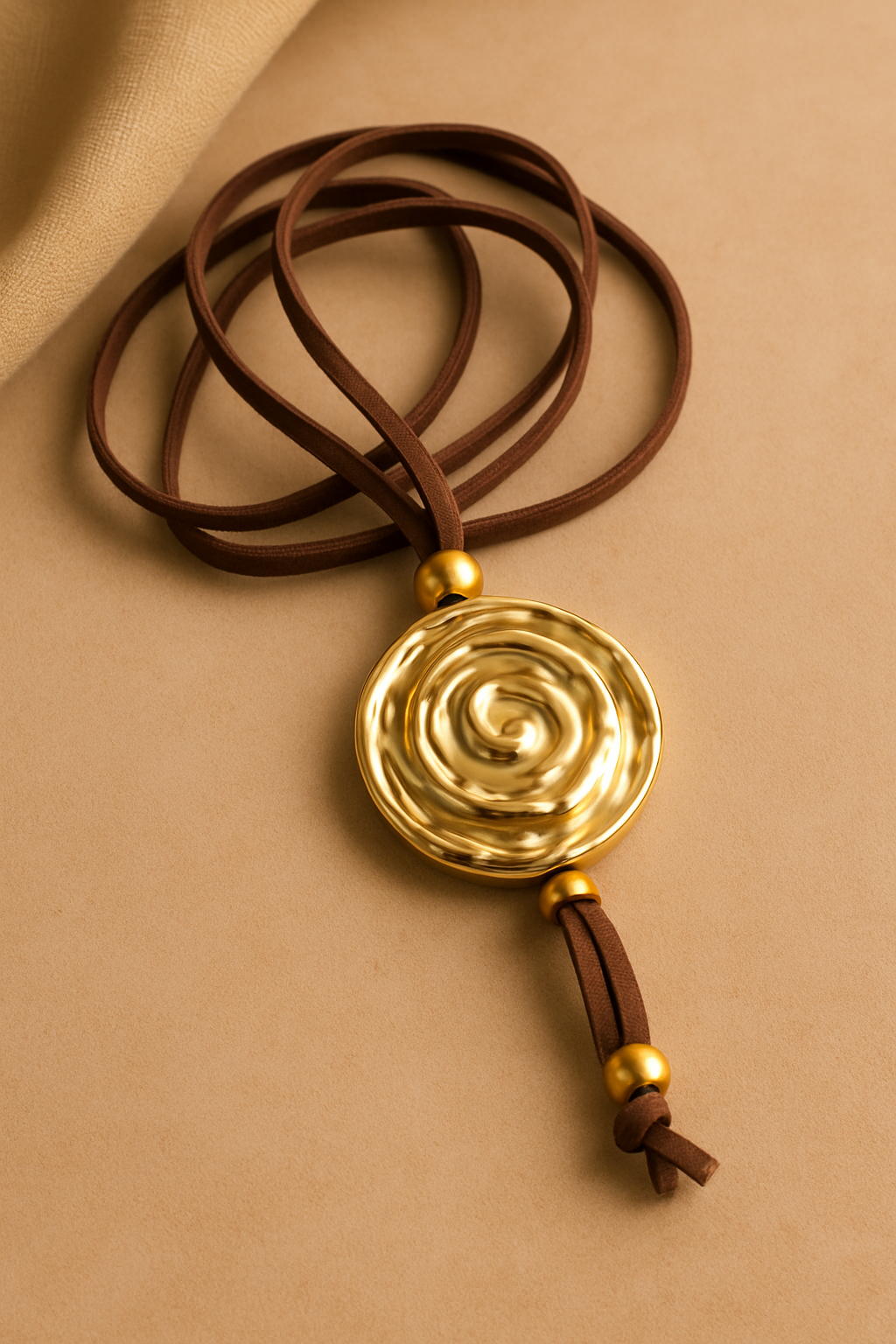 Colar Camurça Medalha Dourada