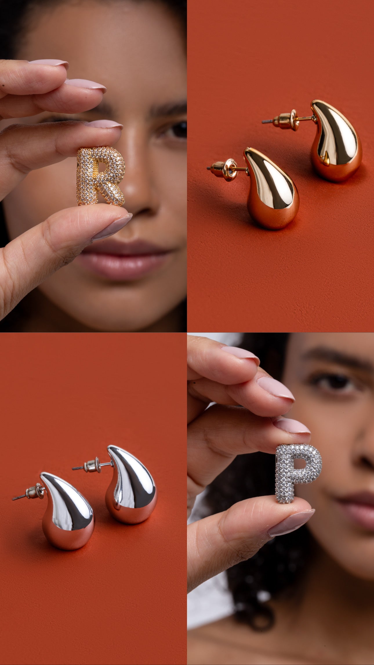 Colar Letra Cravejada + Brinco Gota