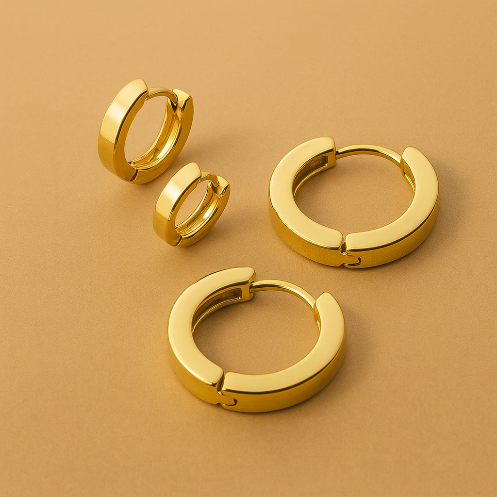 Trio de Brincos Argola Grossa - Aço Inoxidável