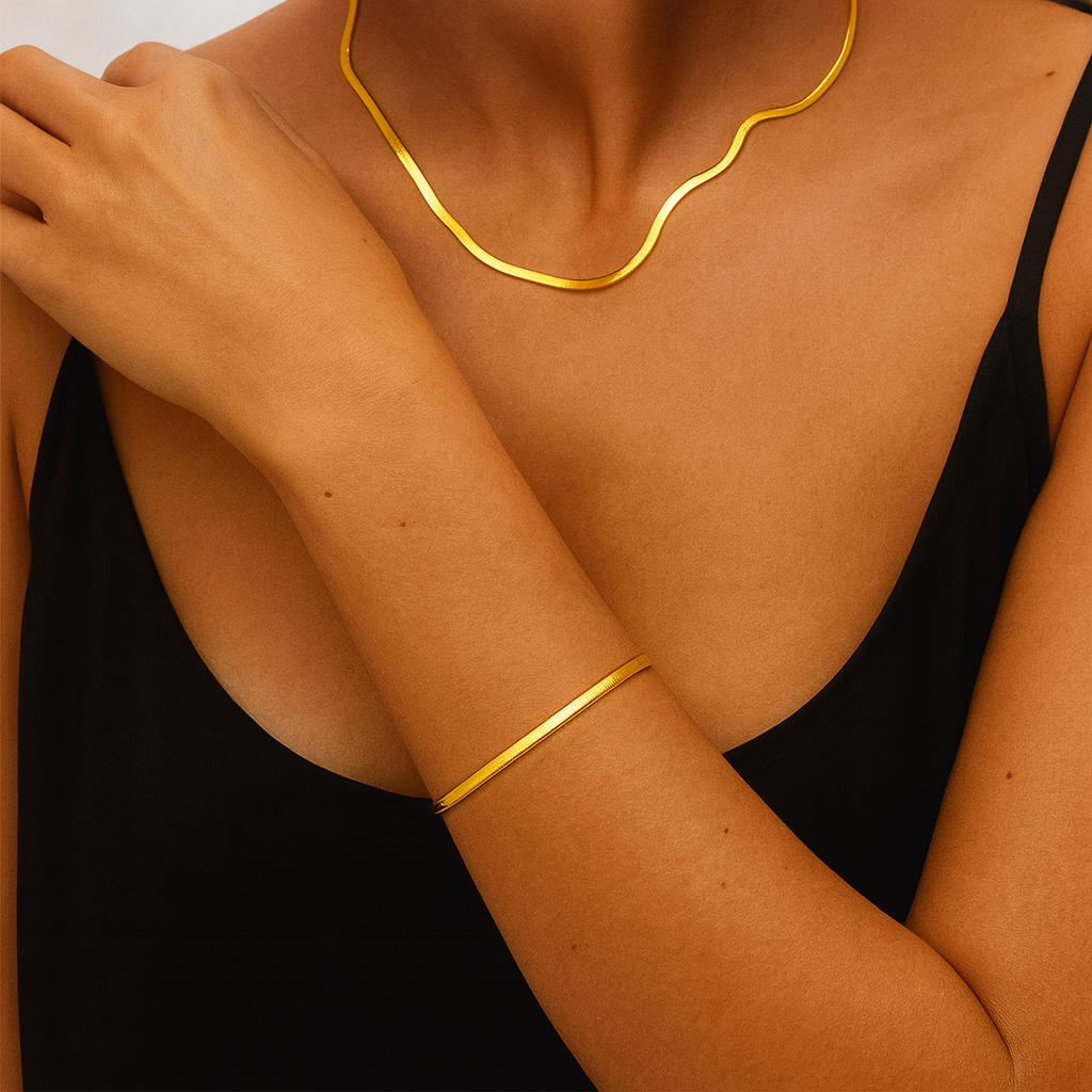 Conjunto Fitinha Dourado – Aço Inoxidável