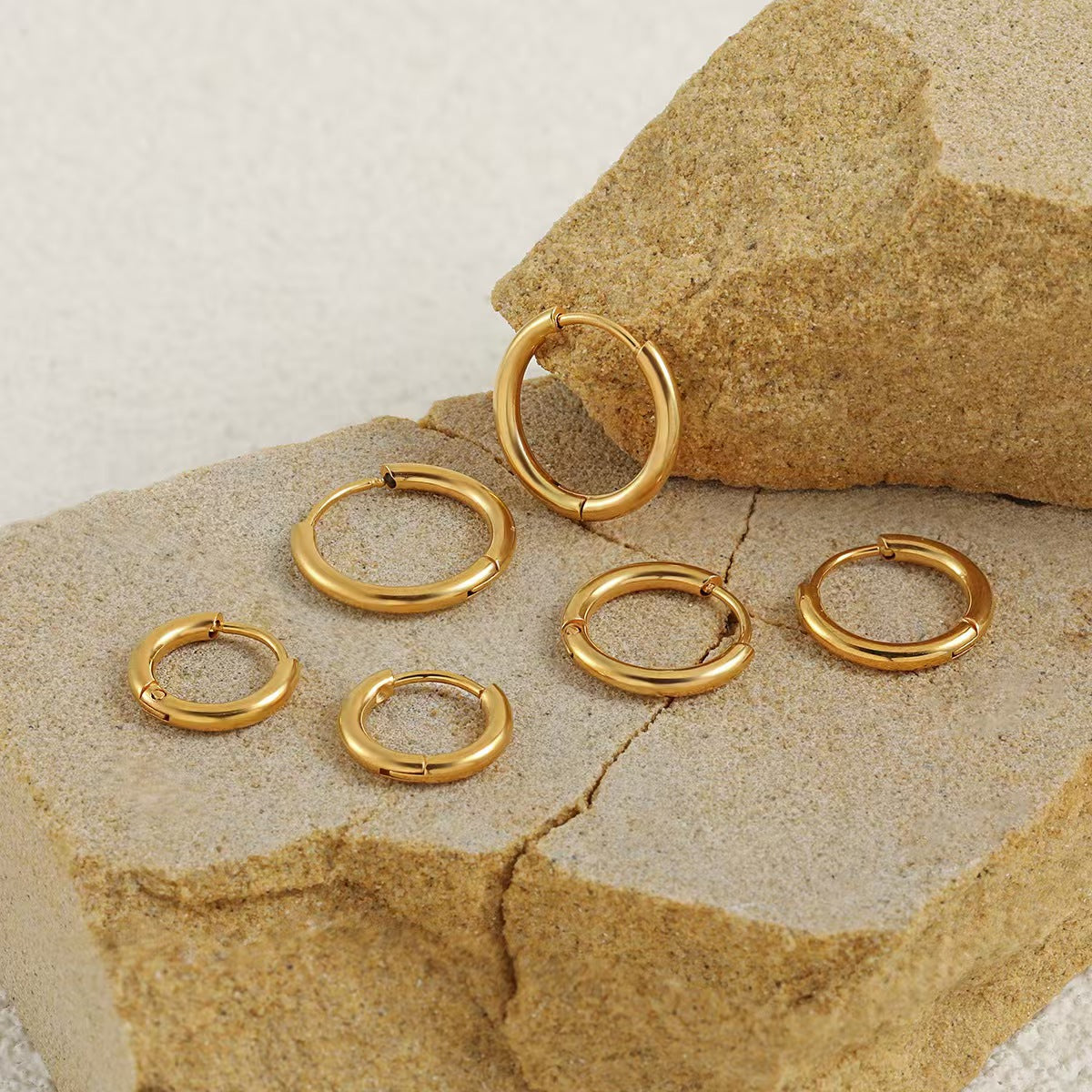 Trio de Brincos Argolas Clássicas - Aço Inoxidável