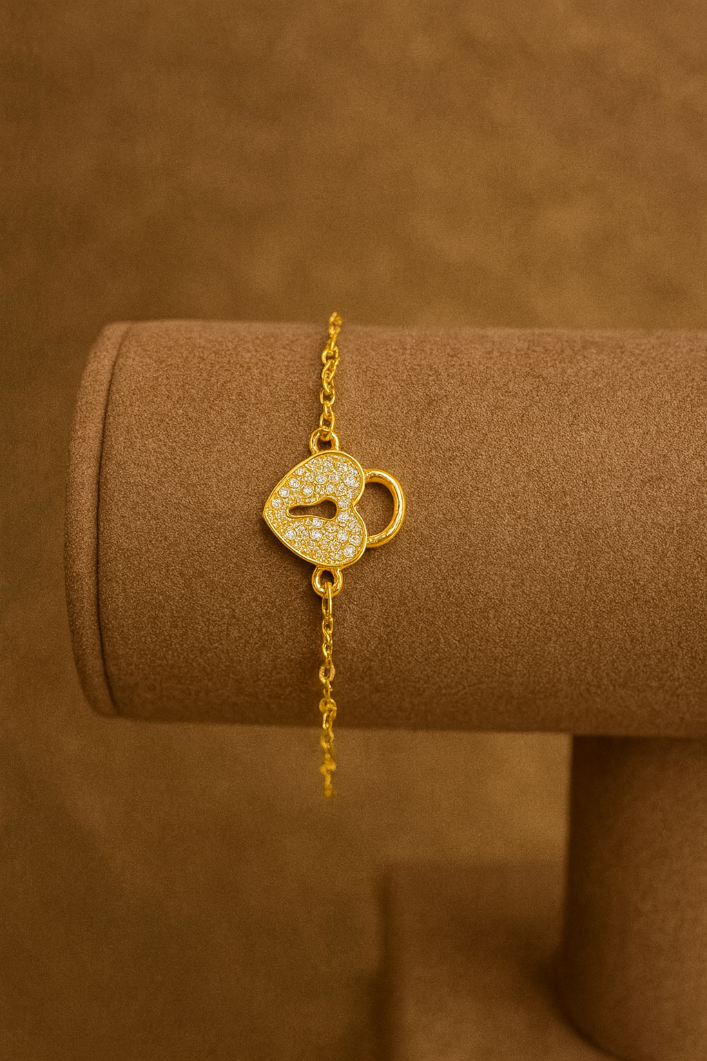 Pulseira Dourada com Pingente Cravejado - Aço Inoxidável