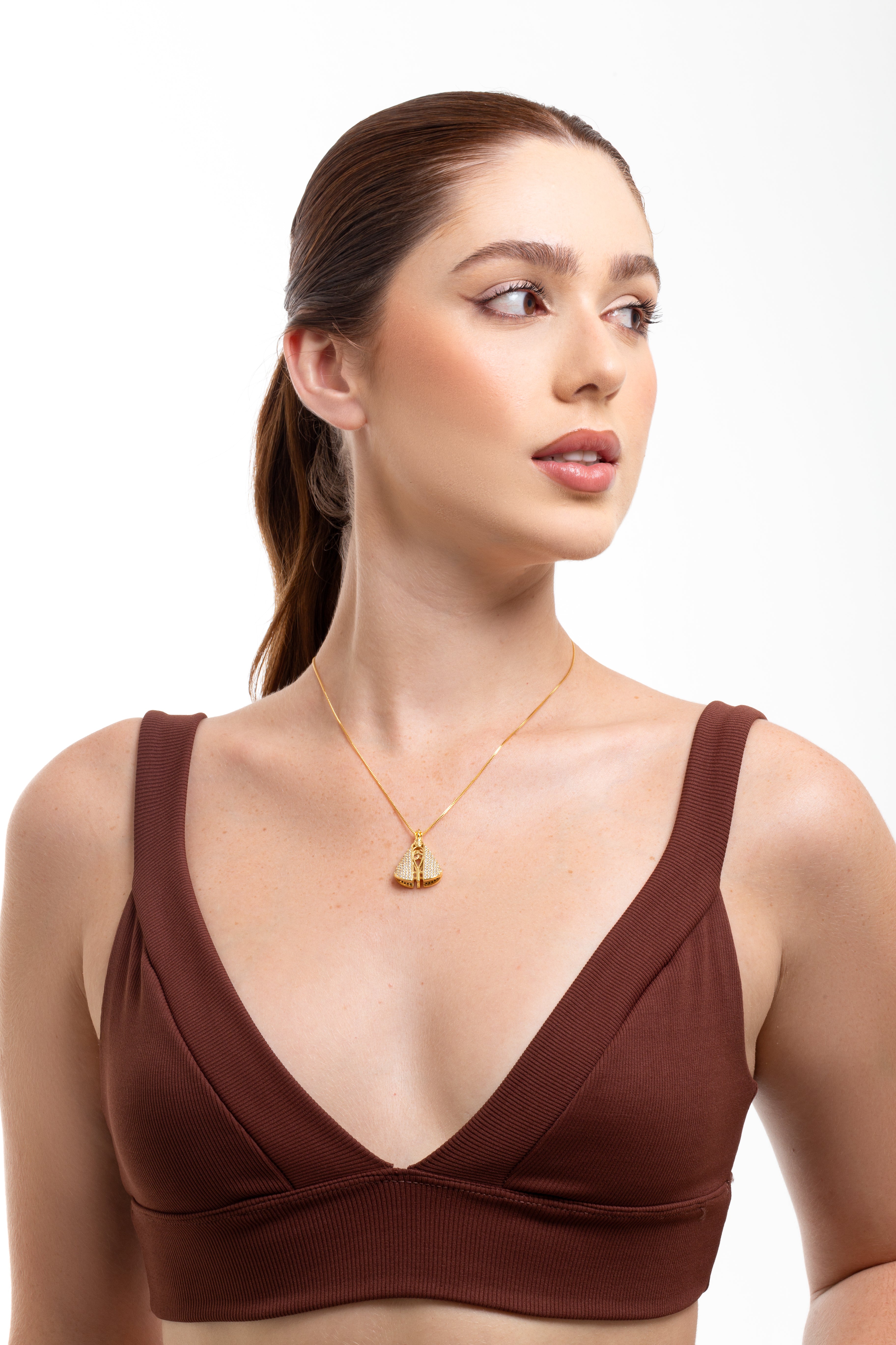 Colar Nossa Senhora da Aparecida Dourado - Dupla Face