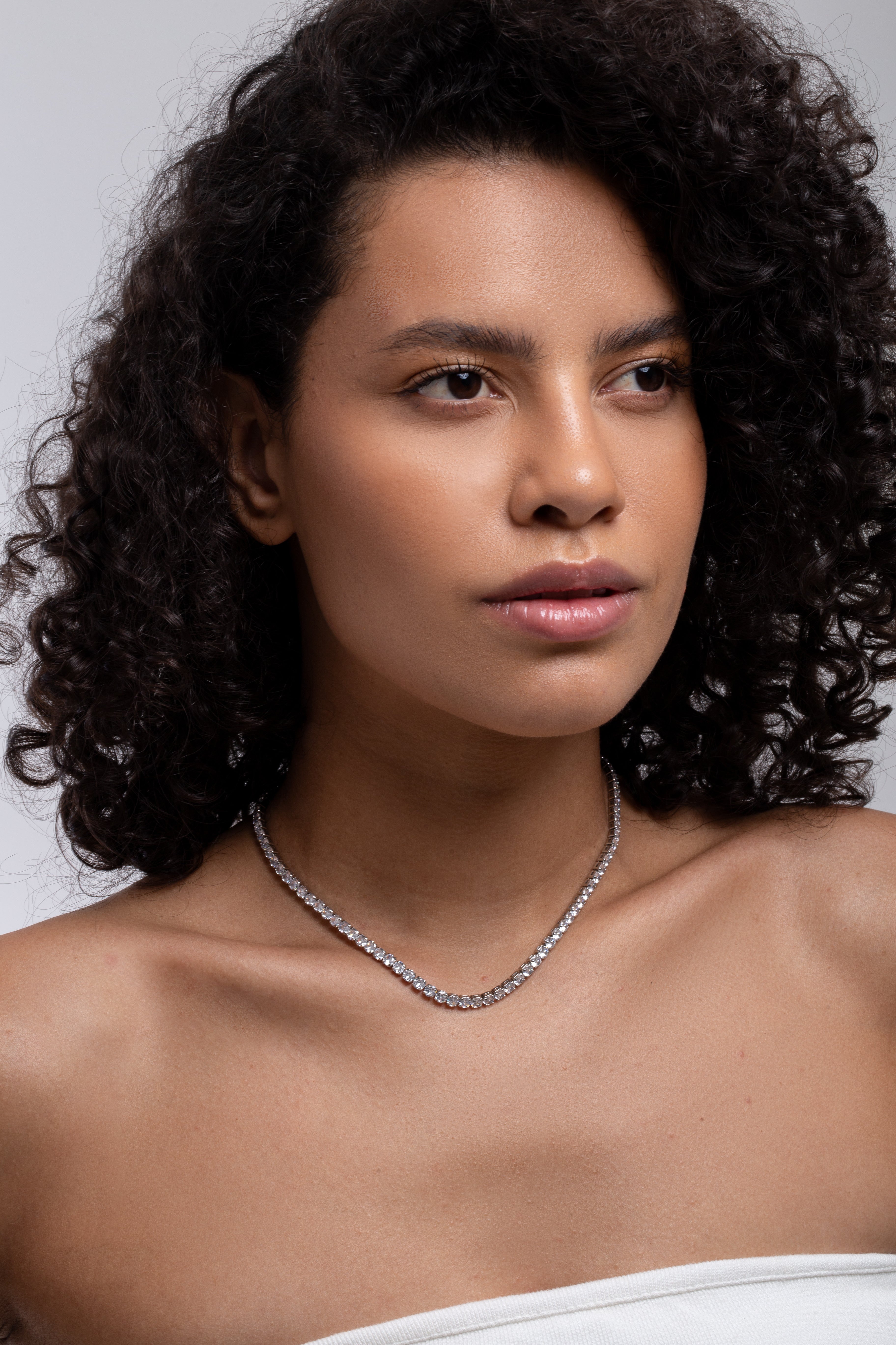 Colar Strass Prateado