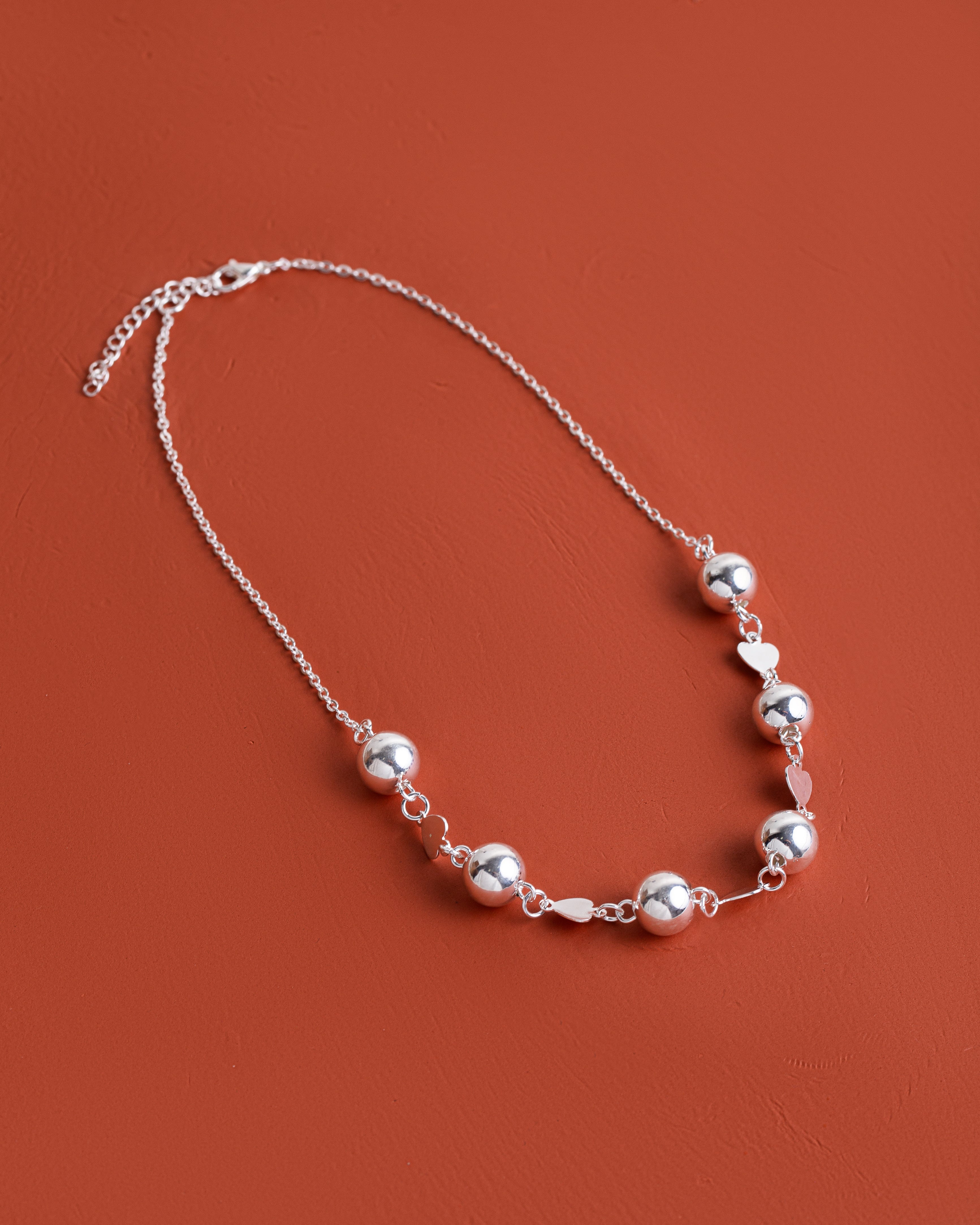 Choker Esfera Coração Prateado