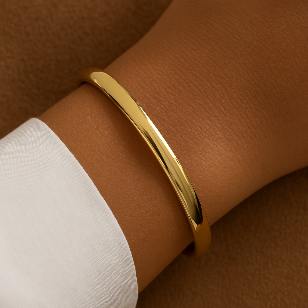 Bracelete Liso Dourado - Aço Inoxidável