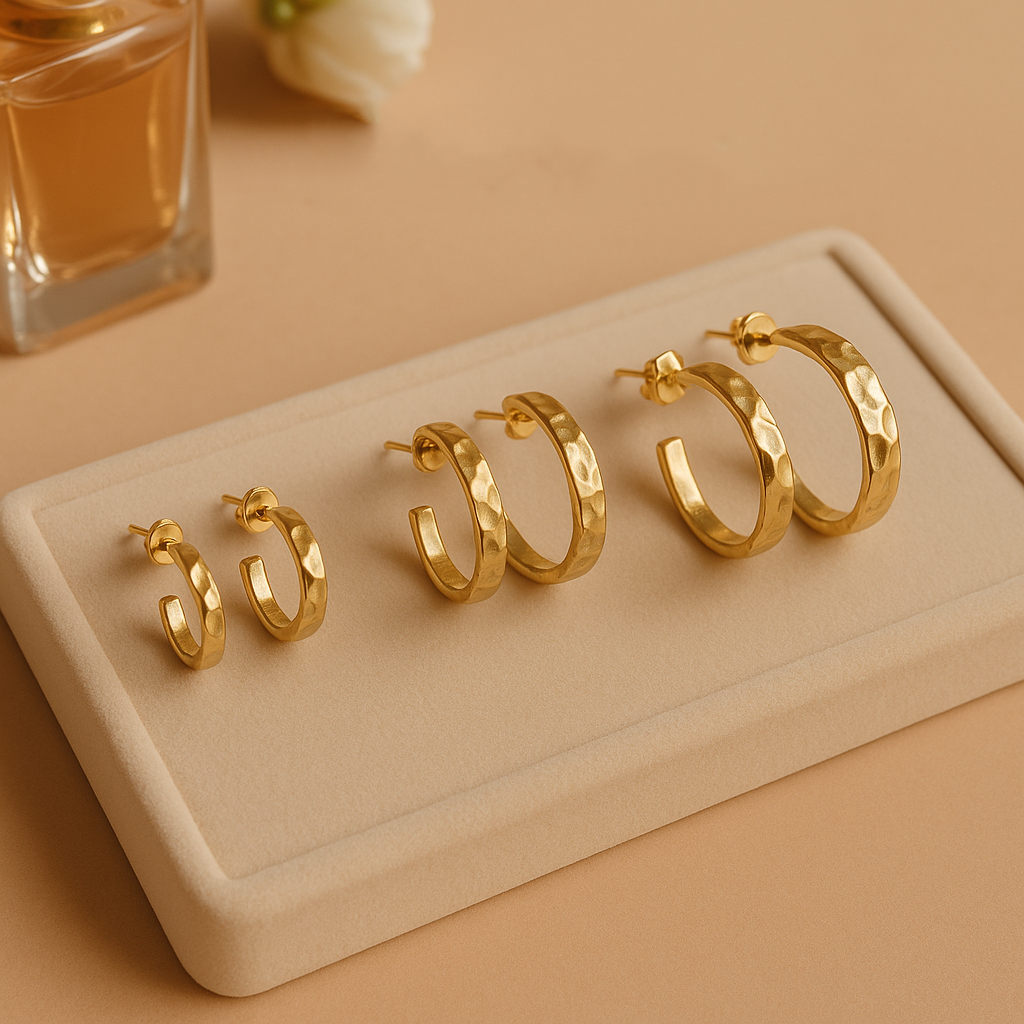 Trio de Argolas Facetadas - Aço Inoxidável