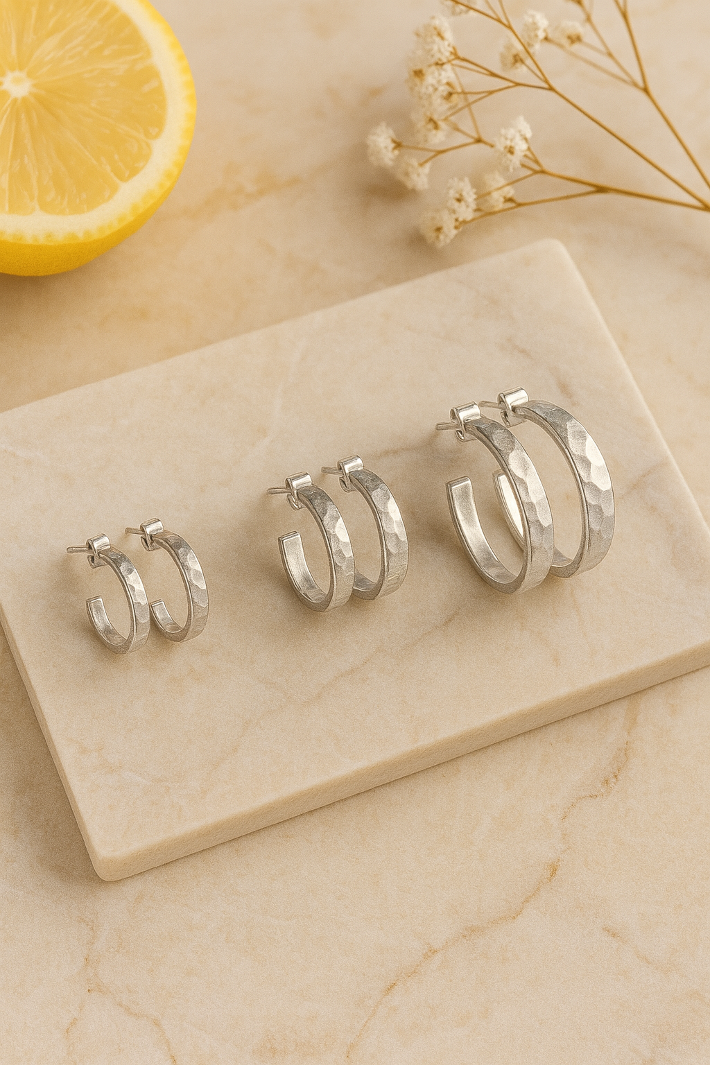 Trio de Argolas Facetadas - Aço Inoxidável