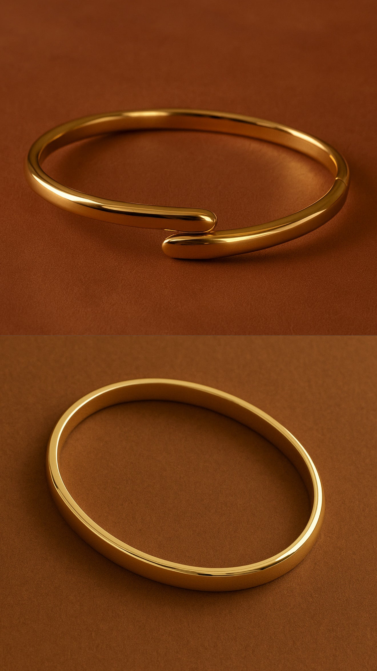 Bracelete Dourado Cruzado + Bracelete Liso Dourado