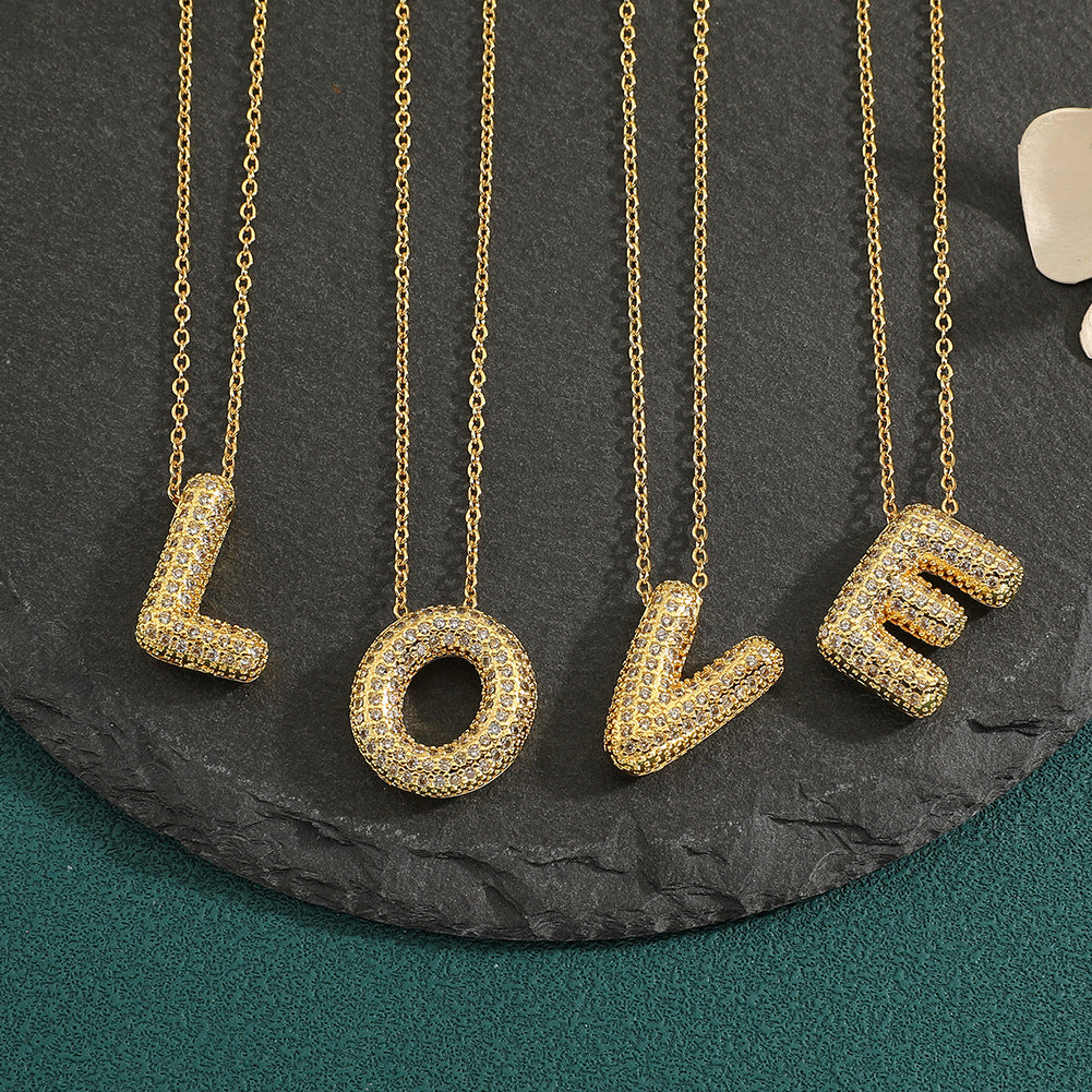 Colar Letra Cravejada + Brinco Gota