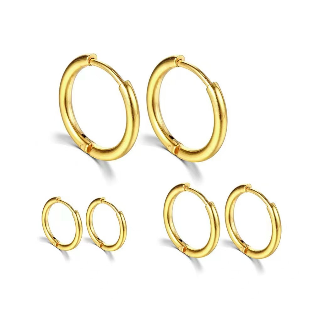 Trio de Brincos Argolas Clássicas - Aço Inoxidável