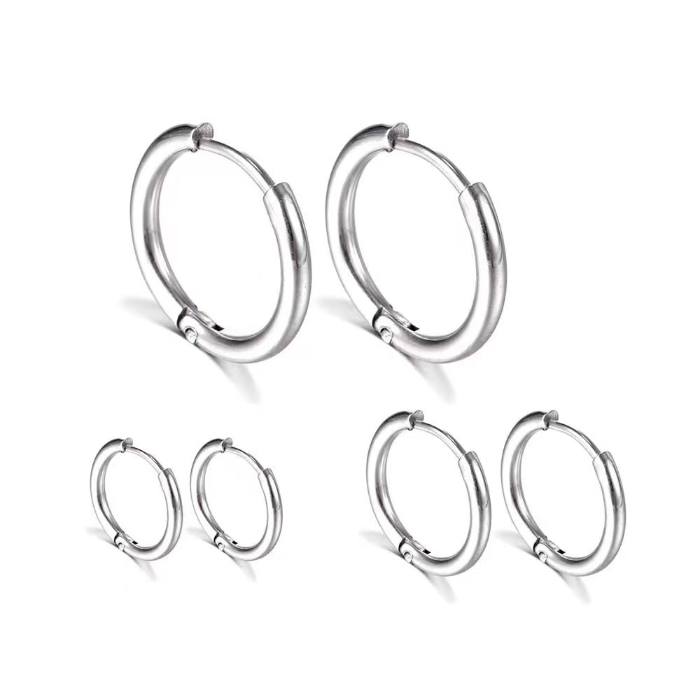 Trio de Brincos Argolas Clássicas - Aço Inoxidável