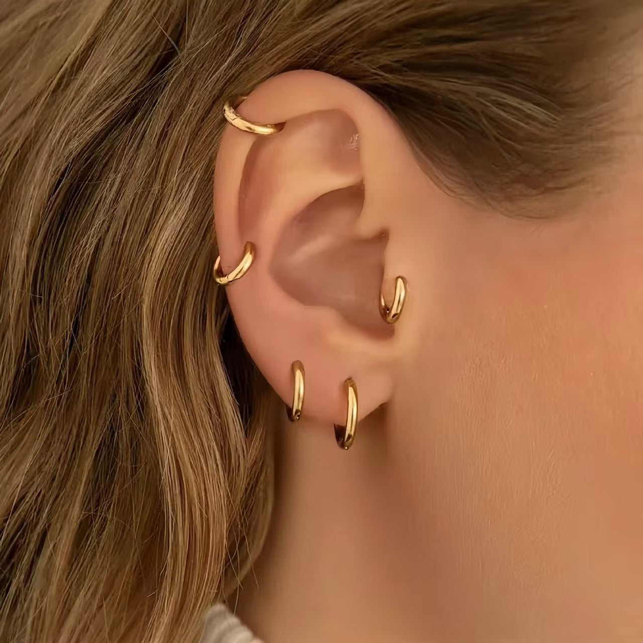 Trio de Brincos Argolas Clássicas - Aço Inoxidável